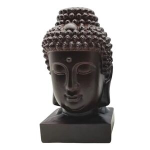 Dark Brown Buddha Head Bust Statue Zen Meditation Home‎ Decor Sculpture